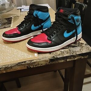 Nike Black and Teal Sneakers with Red Highlights